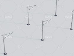 铁路电杆接触网杆C4D模型