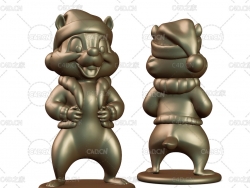 卡通花栗鼠圣诞C4D模型 cartoon chipmunk christmas edition