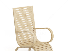 木制扶手椅C4D户外庭院家具模型下载