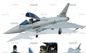 台风战斗机C4D模型 Eurofighter 2000