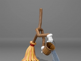 卡通魔法清洁工会动扫帚角色带木桶水流效果三维模型Blender/C4D/OBJ格式含完整贴图材质Cartoon Broom Pours Water