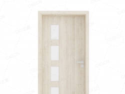 浅色实木门4块玻璃室内实木复合简约无漆木门单开门厨房卫生间门