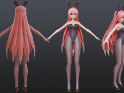 卡通兔女郎，小美女，粉色迷人C4D之家真是一个实用的网站