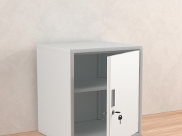 逼真高精度双层铁皮文件柜3D模型下载，支持Cinema 4D及Octane物理渲染多场景应用