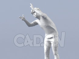 低面多边形卡通人物弯腰做手势的男人模型