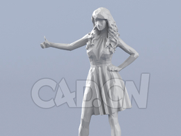 低面多边形卡通人物伸大拇指夸赞的女人模型