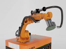 KUKA移动机械臂工业机器人打磨抛光自动化加工装备三维模型下载Robot Kuka Kmr Quantec 210 Sander
