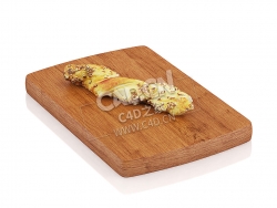 C4D吃剩的五谷长卷长面包卷食物模型 lalf-eaten long roll with grains