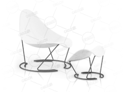 现代椅子带搁脚板的白色躺椅铁艺塑料椅子艺术椅C4D模型White Lounge Chair with Footr