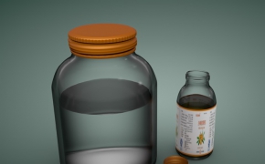 玻璃药瓶C4D模型 Glass bottle