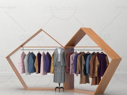 女装衣服货架春秋装衣架C4D模型