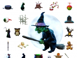 【超精美万圣节主题3D模型合集】27个高品质卡通风格南瓜鬼怪场景元素带贴图材质源文件