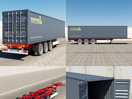 半挂车集装箱C4D模型 Semi-Trailer Container