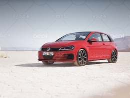 红色未知品牌两厢汽车C4D模型 car
