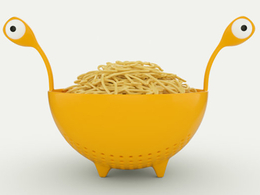 C4D Octane大眼怪物碗与意大利面模型 Flying Spaghetti Monster Colander