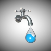 节约用水环保模型（自来水管、水滴）