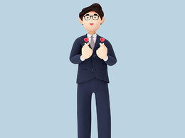 商务职场男性双手比心姿势西装男孩人物C4D OCTANE模型下载