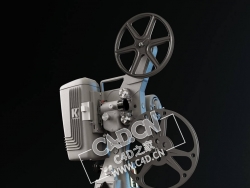 C4D露天怀旧胶片电影放映机模型 film projector