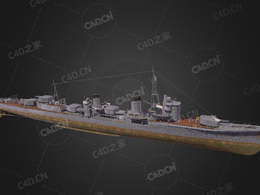 日本海军朝潮级朝潮型驱逐舰C4D模型下载Asashio 3d model