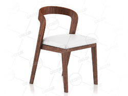 单人木椅实木椅子靠背椅休闲椅餐椅带座垫椅子C4D模型Wooden Chair with Pillow 3