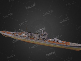 日本海军妙高号战斗巡洋舰妙高级重巡洋舰C4D模型下载Myoko 3d model