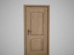 书房门黄色原木全封闭压线门C4D模型下载 Door model