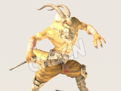 C4D魔兽动物蜥蜴战士模型（包含骨骼绑定动画) LizardM_J01_SK_BYN 3D Model