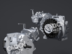 汽车现代单缸发动机引擎工业机械C4D模型 engine