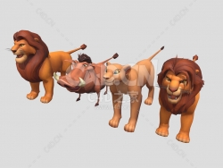 C4D卡通狮子野猪动物模型下载