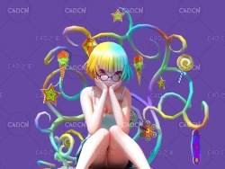 托脸的卡通动漫人物C4D模型