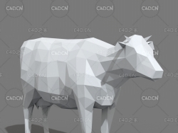 低面多边形牛C4D模型 cow