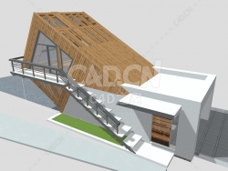 C4D创意个性化斜坡住宅建筑模型下载