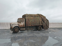 战后损毁模型：生锈破损的环卫车