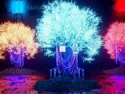 C4D OC创意火树银花的夜景发光树教程（包含工程文件）