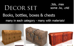 书籍/瓶/衣柜模型 Decor Set 1- Baskets, Books, Bottles & Chests