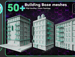 50栋楼房建筑3D模型（白模/C4D/Blender/MAX/FBX格式） ArtStation – 50 Building Base Mesh