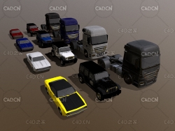 小轿车越野车卡车低模模型car model
