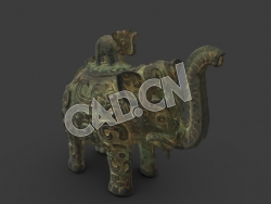 C4D中国古代青铜器大象壶模型 Lidded ritual ewer (huo)