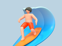 冲浪的短裤男孩C4D OCTANE模型下载