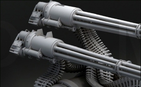 重机枪3D模型 Duel GUA-8s+Challenger 2 MBT+CROWS with .50 Cal