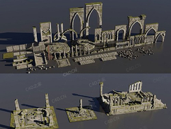 欧洲中世纪幻想遗址破损建筑3D模型(Blender格式)ArtStation – Medieval Fantasy Kitbash