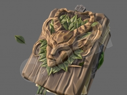 低面魔幻森林人头树叶装饰书本C4D模型