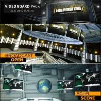 高科技视频展示C4D模型包 The Pixel Lab – 3D Video Board Pack