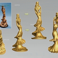 长发女性双手托举的3D雕塑（STL雕刻模型）