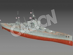 C4D海军舰艇军舰舰船-厌战号战列舰模型 Warspite 1941 3d Model