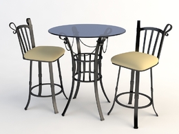 欧式铁艺桌椅 圆桌 茶桌 玻璃桌椅C4D模型 Tables and chairs -059 3d model