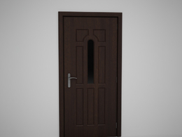 中间竖条玻璃木门室内木门C4D模型下载 Door model