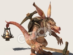 C4D手拿镐头的猪头怪模型（包含骨骼绑定未包含动画) Kobolt_SK_PMS 3D Model