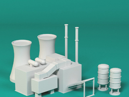 低面卡通热电工厂图标模型Mega Factory