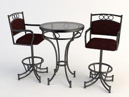 欧式铁艺桌椅 玻璃桌椅C4D模型 Tables and chairs -010 3d model